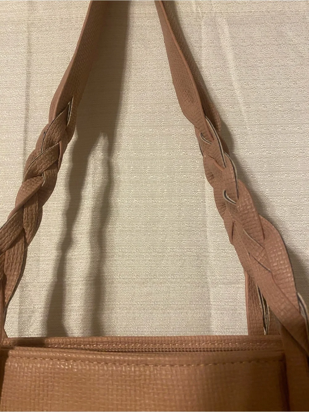 Weimeibaige Dusty Rose Braided Handle Vegan Faux Leather Large Tote